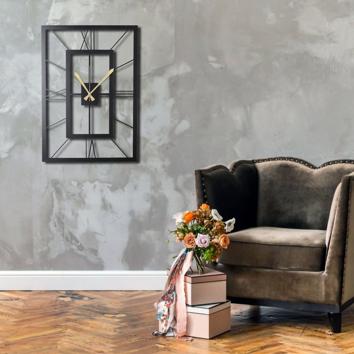 Wallity November Reloj de pared decorativo de metal Negro